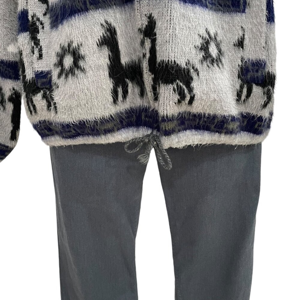Gray Alpaca Patterned Zip-Up Sweater - image 9